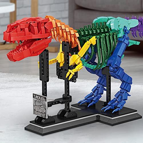 GXDHOME Jurassic World Exposición del Dinosaurio T. Rex Fosilizado, Juguete De Construcción De Dinosaurio,maqueta De Esqueleto,Compatible con Lego1572 Piezas