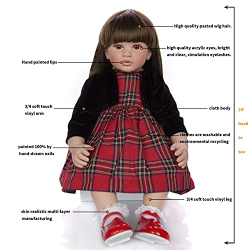 GYAM Muñecas Reborn de 24 Pulgadas 60 cm Cuerpo de Tela Realista Princesa niña muñeca para la Venta muñeca étnica Chico cumpleaños