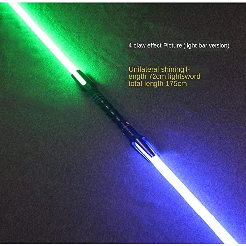 GYX Guerra de Las Galaxias Lightsaber cos Accesorios Espada de Doble Cabeza con Efecto de Sonido Brillar Espada Flash Espada de Doble Filo Juguete Mango Negro (185 cm en Total) 4 Garras (pulidas)