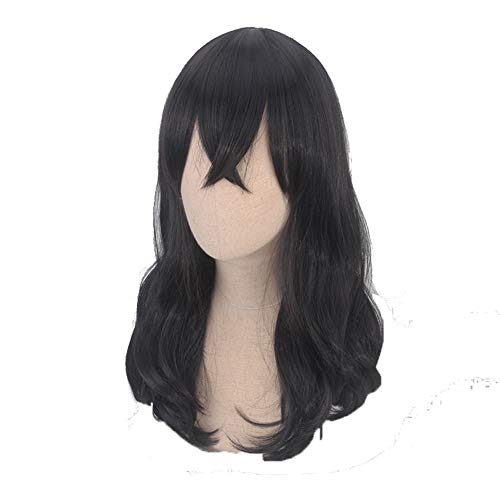 GZIRUE Pelucas de Anime Cosplay Shota Aizawa Peluca Ondulada Semi Larga Negra para Academia Hombres Chico Halloween Party Fiesta Halloween Disfraces BNHA