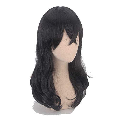 GZIRUE Pelucas de Anime Cosplay Shota Aizawa Peluca Ondulada Semi Larga Negra para Academia Hombres Chico Halloween Party Fiesta Halloween Disfraces BNHA