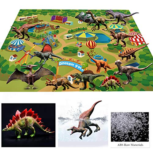 Gzsbaby Dinosaur Toys- 34 figuras educativas realistas de dinosaurios para niños de 6 a 5 a 4 a 3 años con alfombrilla de juego de actividades con libro de dinosaurios