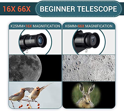 H-BEI Telescopio astronómico Espacial, telescopios Profesionales para niños, telescopio Refractor para niños con trípode, Juguetes educativos para astronomía, Principiantes, educativos para niños