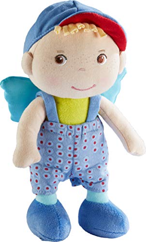 HABA 304104 Frido - Ángel de la Guarda de la Suerte para niños, muñeca de Tela Suave con alas, Regalo para Nacimiento o Bautizo