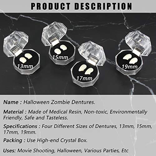 Halcyerdu 4 Piezas Dientes Vampiro Con 1 tubo de adhesivo sólido, 2 Pares Orejas De Elfo, 2 Hojas Halloween de Pegatinas Tatuajes, Para Halloween, festivales, fiestas de artes escénicas