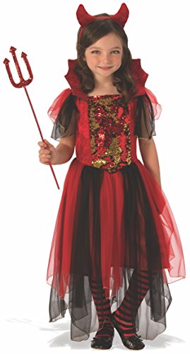 Halloween - Disfraz de Bruja diablesa para niña, color rojo - 3-4 años (Rubie's 641102-S)