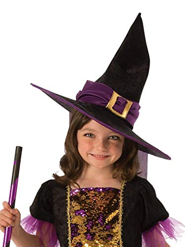 Halloween - Disfraz de Bruja para niña, dorado y morado - 3-4 años (Rubie's 641101-S)