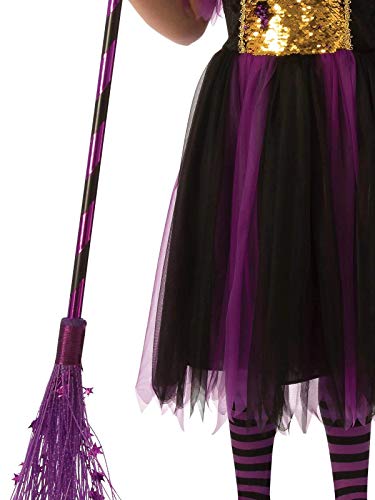 Halloween - Disfraz de Bruja para niña, dorado y morado - 3-4 años (Rubie's 641101-S)