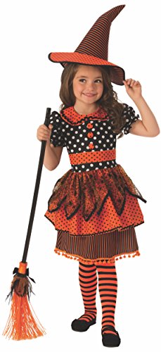 Halloween - Disfraz de Bruja para niña, naranja con lunares - 3-4 años (Rubie's 641092-S)