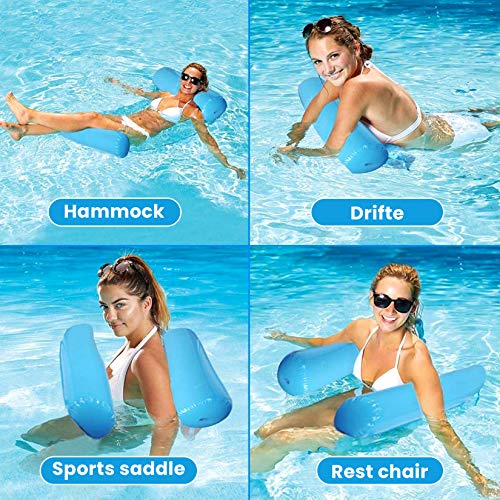 Hamaca Flotante,Hamaca de Agua Inflable,Hamaca Flotante Inflable Piscina Colchón Hinchable,Cama Flotante de Agua,Portátil Agua Hamaca,Cómoda Piscina Playa Flotador para Adultos (Azul)