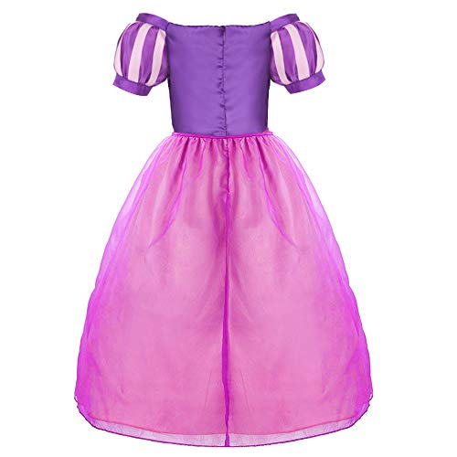 Hamanasu Rapunzel - Disfraz de princesa para niñas con accesorios (púrpura01-6Y/130)