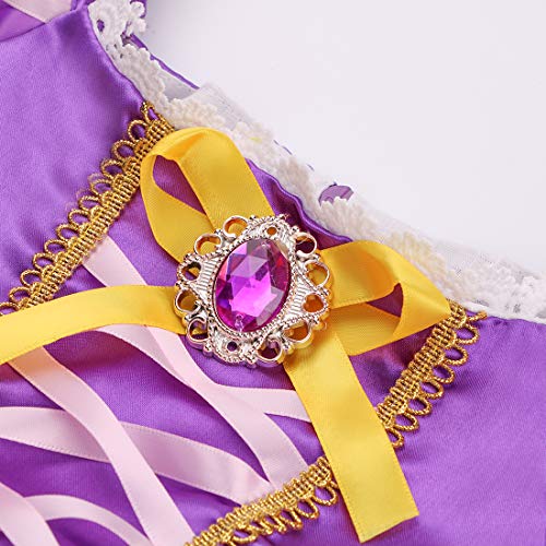 Hamanasu Rapunzel - Disfraz de princesa para niñas con accesorios (púrpura01-6Y/130)