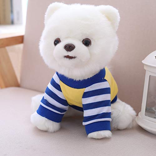 HanJ Lindo Juguete de Peluche de Perro Pomeranian de simulación Lindo Perro Animal de Peluche Blanco Pomeranian Mejor cumpleaños para niños 25cm Blanco