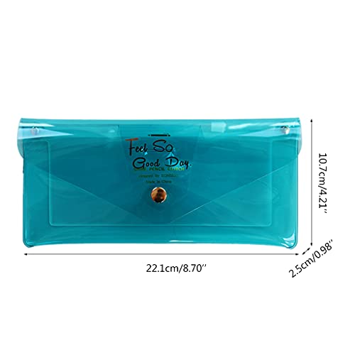 HaoNiu Estuche para lápices Transparente, Estuche para bolígrafos de Color Fluorescente Creativo Estuche para bolígrafos Cierre con Botones Estuche Transparente para lápices a Prueba de Agua-Gris