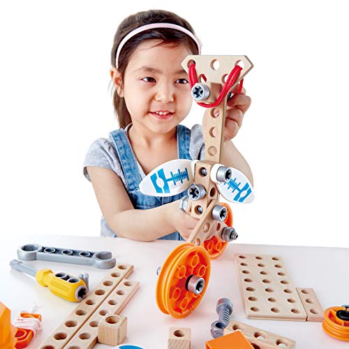 Hape Advanced Wooden Building Set Junior Inventor Deluxe Kit de experimentos – Juego avanzado de construcción de Madera (E3032)