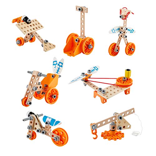 Hape Advanced Wooden Building Set Junior Inventor Deluxe Kit de experimentos – Juego avanzado de construcción de Madera (E3032)