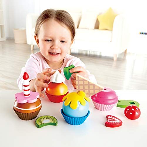 Hape- Cupcakes de madera, Color carbón (E3157) , color/modelo surtido