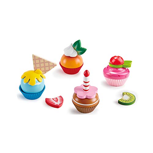 Hape- Cupcakes de madera, Color carbón (E3157) , color/modelo surtido