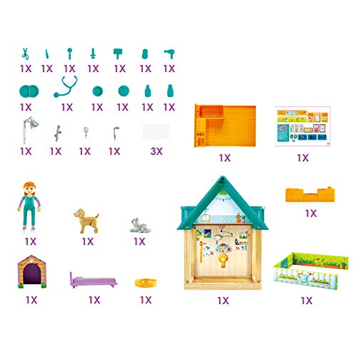 Hape E3408 Peludos Amigo Veterinario Set - Juego de muñecas Completamente amuebladas