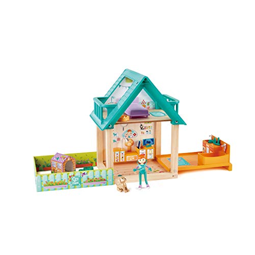 Hape E3408 Peludos Amigo Veterinario Set - Juego de muñecas Completamente amuebladas