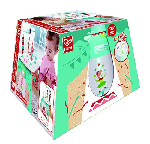 Hape- Light-Up Circus Cube-Multi-Sided Wooden Activity Toy E1813 Cubo de Circo Iluminado, Multicolor