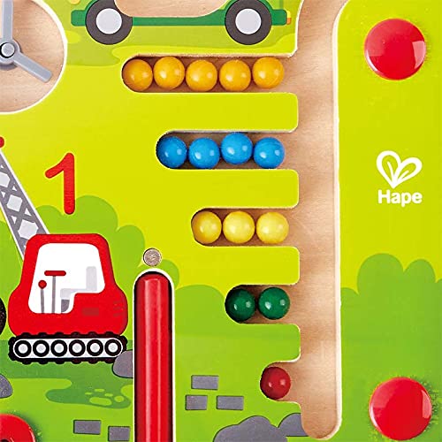 Hape- Wooden Construction & Number Maze E1713 Construcción de Madera y Laberinto Magnético con Números, Multicolor