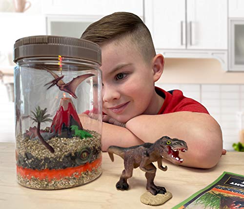 Hapinest Kit de terrario de dinosaurios con jardín volcán iluminado – Regalos de ciencia y artesanía para niños y niñas juguetes de 5 6 7 8 9 10 años en adelante