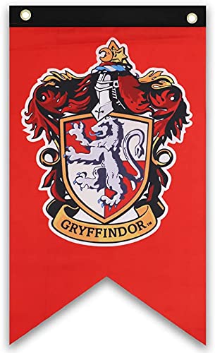 Harry Potter Gryffindor, Slytherin, Hufflepuff, Ravenclaw, Hogwarts Collection - Bandera de casa para decoración de pared, decoración de fiestas (5 unidades, 12 x 20 pulgadas)