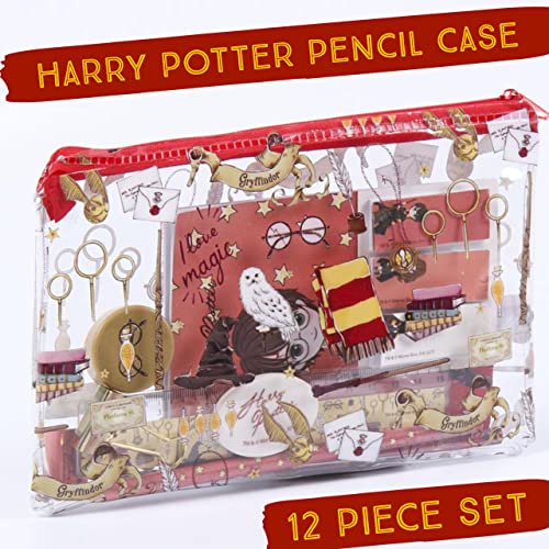 Harry Potter Juego de Papelería, Incluye Lápices, Regla, Cuaderno A6, Borrador, Sacapuntas, Notas Adhesivas, Clips, Estuche, Set Escolar