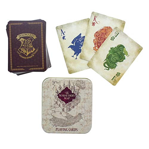 Harry Potter Mapa de merodeador – Diseño Resistente al Agua con Lata de Almacenamiento en Relieve | Cartas de Juego Premium | Juega al Poker Texas Hold Em Game con un Giro mágico