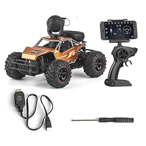 Harvest Store US Coche De Control Remoto con Cámara 1080P 1/14 RC Off Road Truck HD FPV Cámara Sensor De Gravedad Aplicación De Teléfono Móvil Coche De Escalada Regalo para Niños Adultos,Naranja