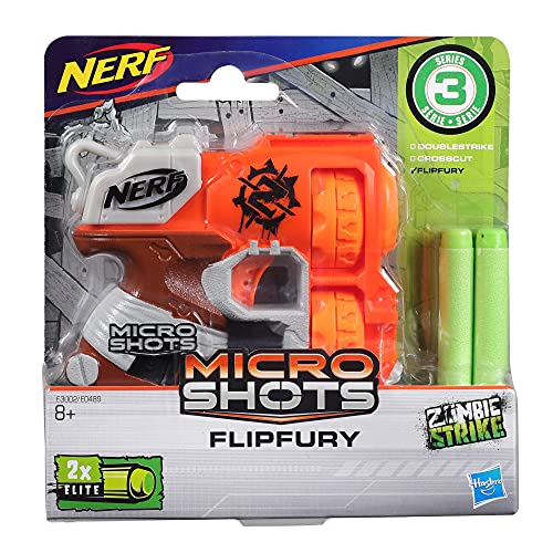 Hasbro- Nerf MicroShots Zombie Strike Flipfury Classic Blaster en Formato Micro, Color (E3002)