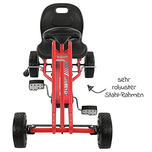 Hauck Toys For Kids Coche de pedales Go Kart Blizzard - Go Kart Pedales ruedas goma con Freno de Mano y Asiento Ajustable - Karts para niños de 4 - 8 años -Rojo