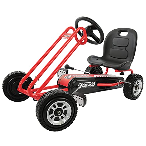 Hauck Toys For Kids Coche de pedales Go Kart Blizzard - Go Kart Pedales ruedas goma con Freno de Mano y Asiento Ajustable - Karts para niños de 4 - 8 años -Rojo