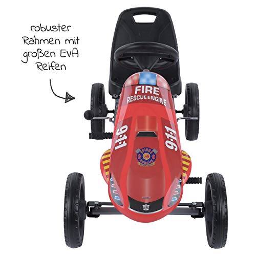 Hauck Toys For Kids Kart a Pedales Speedster - Go Kart con Freno de Mano y Asiento Ajustable para niños a Partir de 4 años - Rojo