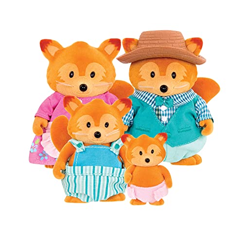 HCM Kinzel 43216 Li'l Woodzeez - Figuras de Zorros - Familia de Animales Tippytail - 4 Suaves Figuras de Animales sin Libro - Animales en Set, Juguete para niños a Partir de 3 años