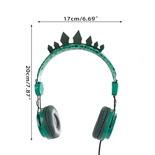 HDBD Nuevos Auriculares de Dinosaurio Verde Lindos Auriculares con cancelación de Ruido para niños compatibles con Bluetooth 5,0 con micrófono Grils Regalo para niños