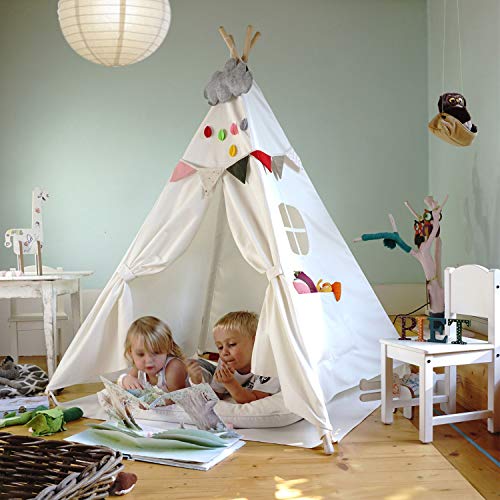 Hej Lønne Tipi - Tienda de campaña para niños (120 x 120 x 150 cm, con Techo y Ventana, Incluye Bolsa e Instrucciones, para Interiores y Exteriores, sin sustancias nocivas)