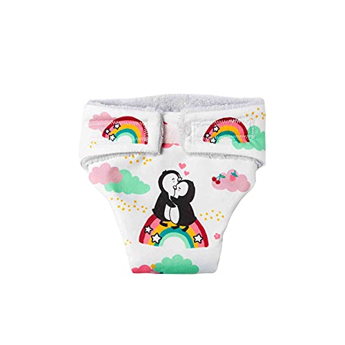 Heless 120-Pañales de Tela para muñecas en diseño de pingüino, 2 Unidades con Cierre de Velcro, tamaño 35-45 cm, Multicolor (120)