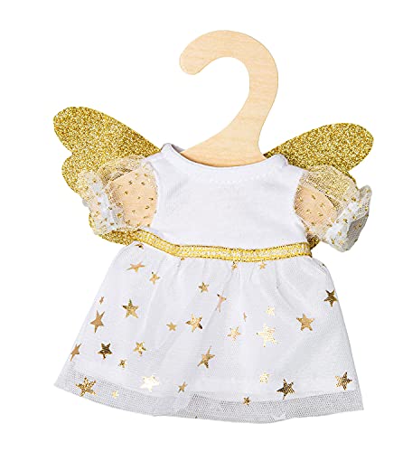 Heless 9152-Vestido para muñecas con diseño de ángel de la Guarda, con alas Diadema de Estrella, tamaño 20-25 cm, Color Blanco/Dorado (9152)