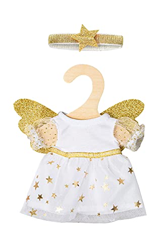 Heless 9152-Vestido para muñecas con diseño de ángel de la Guarda, con alas Diadema de Estrella, tamaño 20-25 cm, Color Blanco/Dorado (9152)