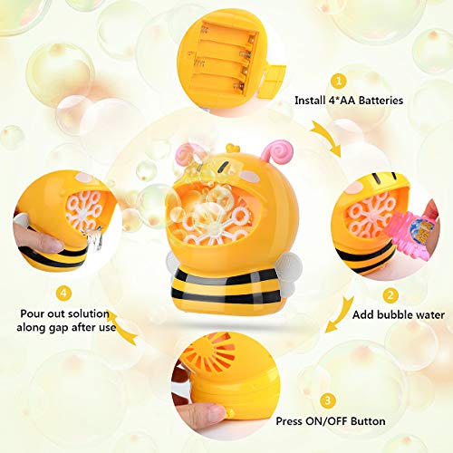 HellDoler Pompas, Pomperos para Niños,Máquina de Burbujas en Forma de Abeja, Pompas de Jabon,Pompas de Jabón para Bodas, Pompas de Jabón para Niños, Burbujas para Juegos en Interiores y Exteriores