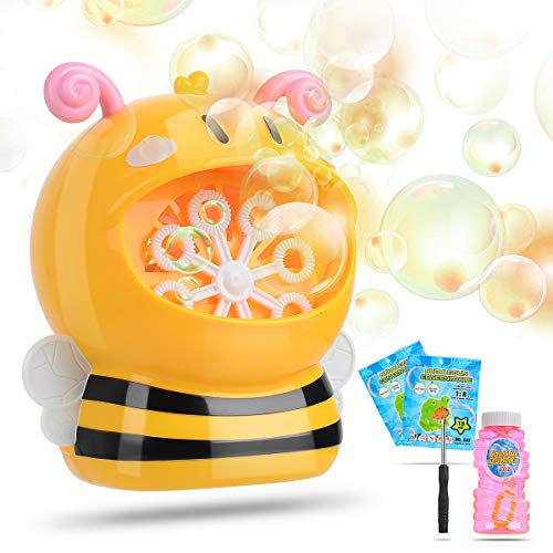 HellDoler Pompas, Pomperos para Niños,Máquina de Burbujas en Forma de Abeja, Pompas de Jabon,Pompas de Jabón para Bodas, Pompas de Jabón para Niños, Burbujas para Juegos en Interiores y Exteriores