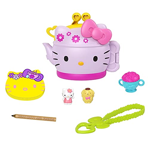 Hello Kitty Cofre con forma de tetera con muñecos y accesorios de juguete (Mattel GVB31)