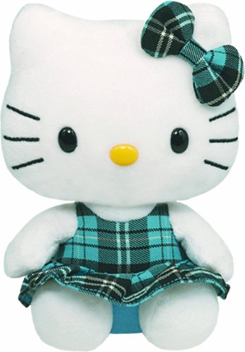 Hello Kitty - Peluche Vestida de tartán, 15 cm, Color Azul (United Labels 40900TY)