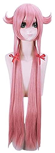 Hencik Cosplay Anime Mirai Nikki Gasai Yuno Rosa Largo Peluca Cosplay Disfraz El Futuro Diario Resistente al Calor Pelo Sintético Mujeres Cosplay Pelucas Belleza