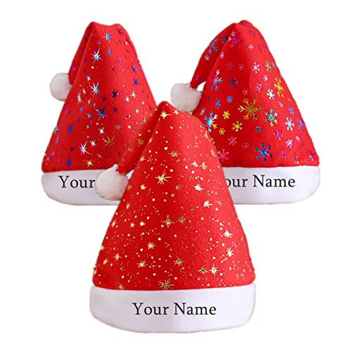 HengFeiYanShiPin Nombre Sombreros de Navidad Sombreros de Navidad para adultos Sombreros de Navidad personalizados Sombreros de Navidad clásicos(3 PCS)