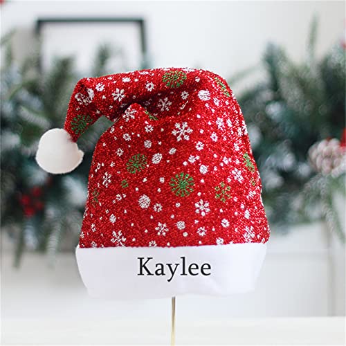 HengFeiYanShiPin Nombre Sombreros de Navidad Sombreros de Navidad personalizados Nombre de impresión Sombreros de Navidad Sombreros de Navidad(1 pieza rojo)