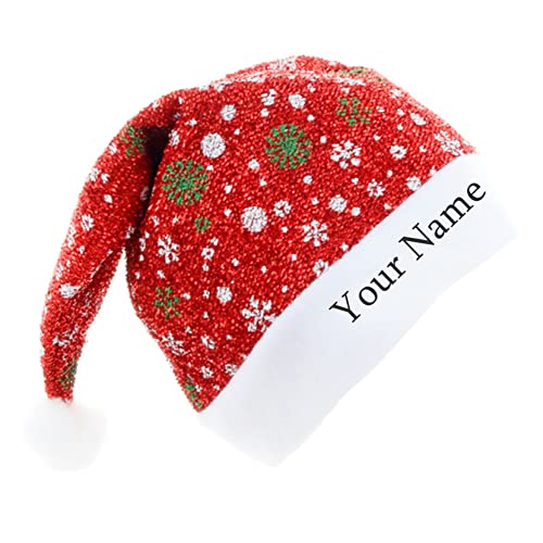 HengFeiYanShiPin Nombre Sombreros de Navidad Sombreros de Navidad personalizados Nombre de impresión Sombreros de Navidad Sombreros de Navidad(1 pieza rojo)