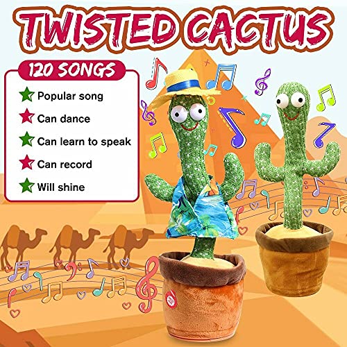 HENGGELI Juguetes de Peluche de Cactus, Cactus de Baile electrónico, Juguetes Divertidos de educación para la Primera Infancia